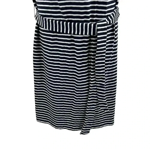 Talbots 1XL NWT Navy White Stripe Belted Knit Shift Midi Dress Nautical Yacht - Picture 4 of 15